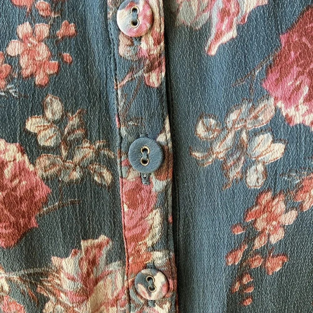 April Cornell soft floral rayon shirtwaist dress with waist tie Small - Picture 11 of 15
